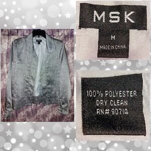 MSK Silver(Gray)/Black/White Geometric Print Soft Woven Blazer/Shacket Sz Medium